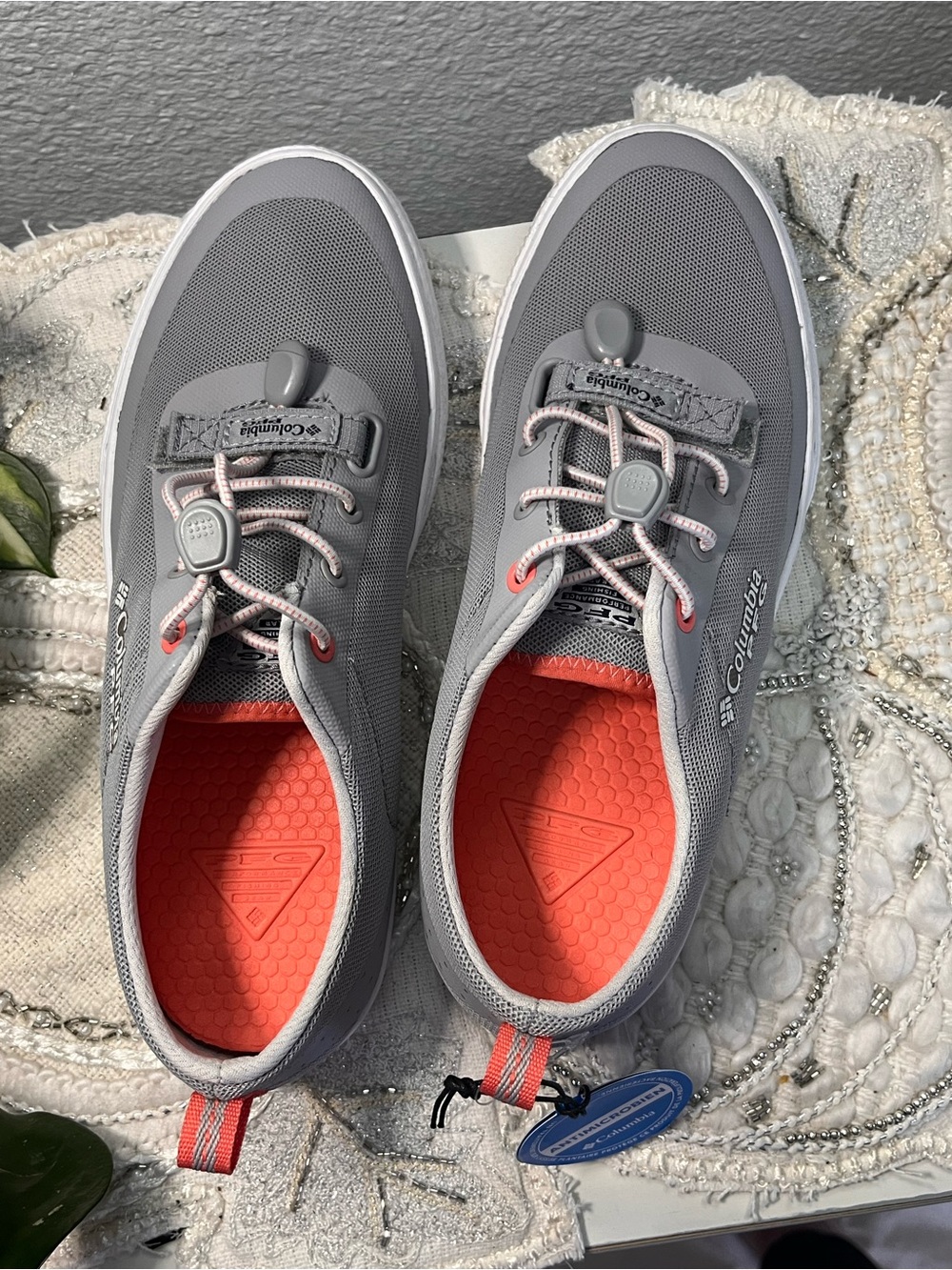 NWT Women’sColumbia PFG Water Shoes Gray Coral Mesh Boat Sneakers Women’s SIZE 8 - Picture 7 of 12